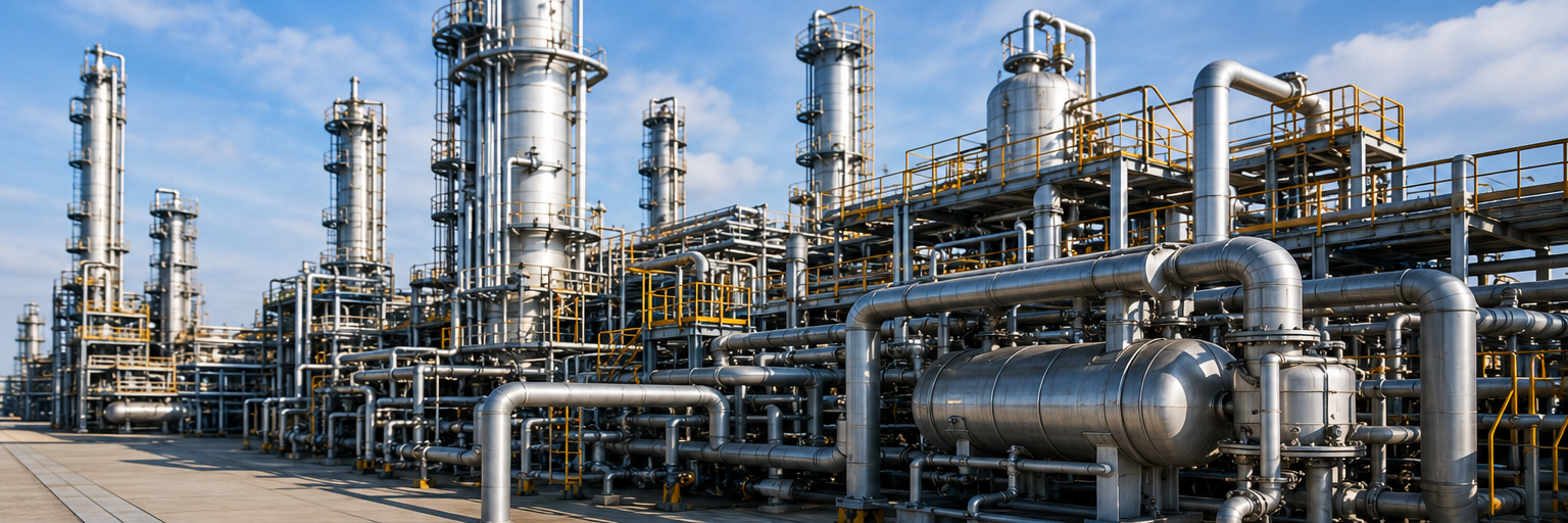 Chemical process equipment, piping, and industrial automation instrumentation