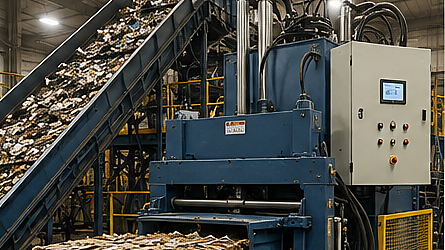Recycling conveyors, feeders, balers, and material-handling equipment