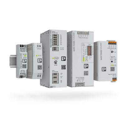 Phoenix Contact QUINT POWER, TRIO POWER, UNO POWER, and STEP POWER supplies for DIN rail applications
